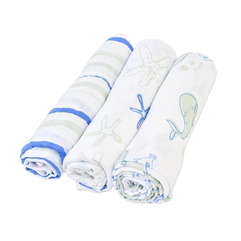 Soft Starfish Pattern Cotton Muslin Swaddle Blanket