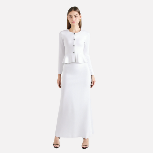 Solid color casual slim fit suit jacket mini skirt