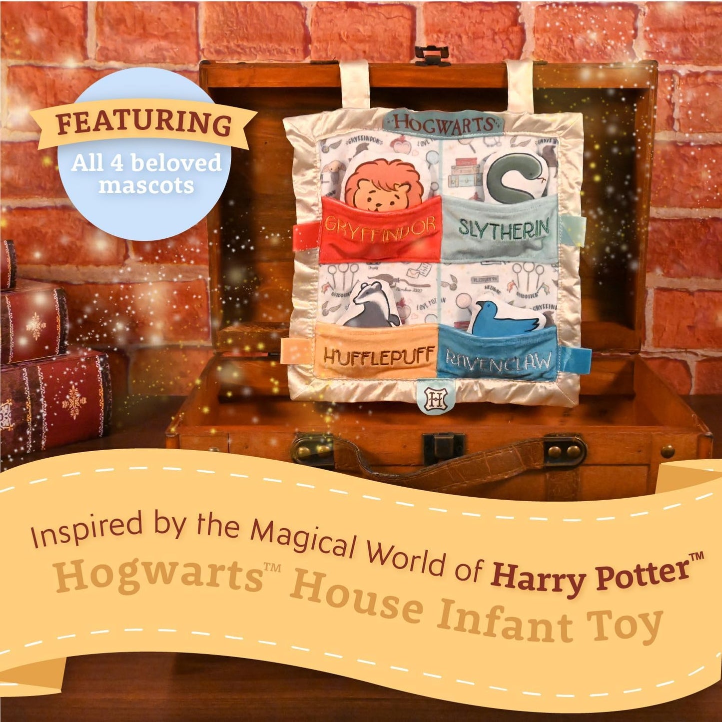 Harry Potter Hogwarts House Peek a Boo On The Go Activity Toy Lovey Security Blanket