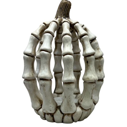Lighted Resin Halloween Skeleton Pumpkin - Tall