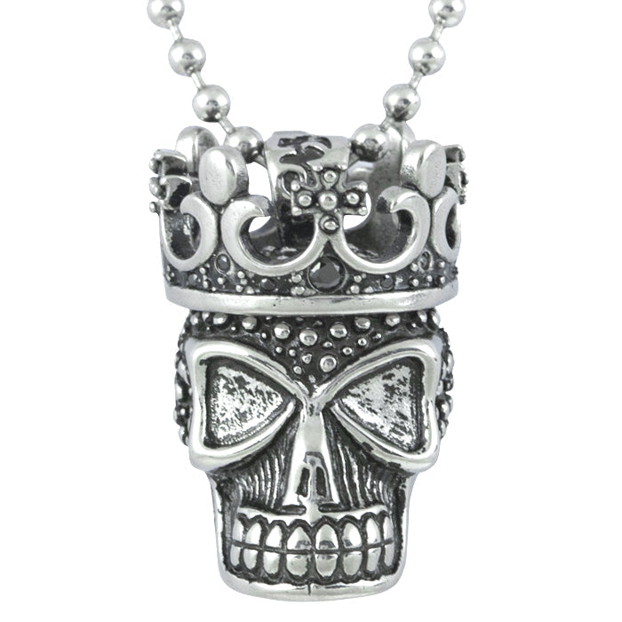 Steel Skull Crown Necklace Gothic Pendant Chain for Men