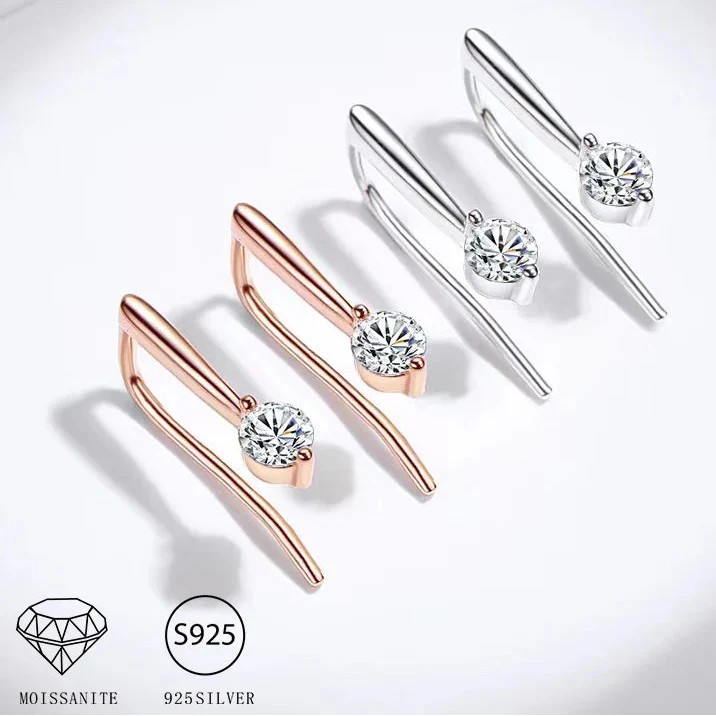 Sterling Silver 925 Moissanite Drop Earrings 1.0cttw (0.5ctx2) Bridal Luxury Fashion Gift