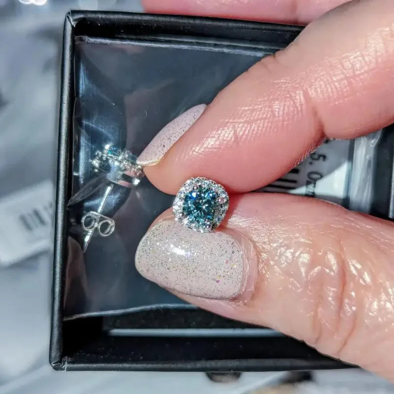 Sterling Silver 925 Moissanite Square Stud Earrings For Women Sparkling Gift
