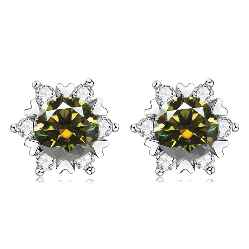Sterling Silver S925 Moissanite Snowflake Stud Earrings 6-Claw Valentine's