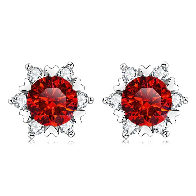 Sterling Silver S925 Moissanite Snowflake Stud Earrings 6-Claw Valentine's