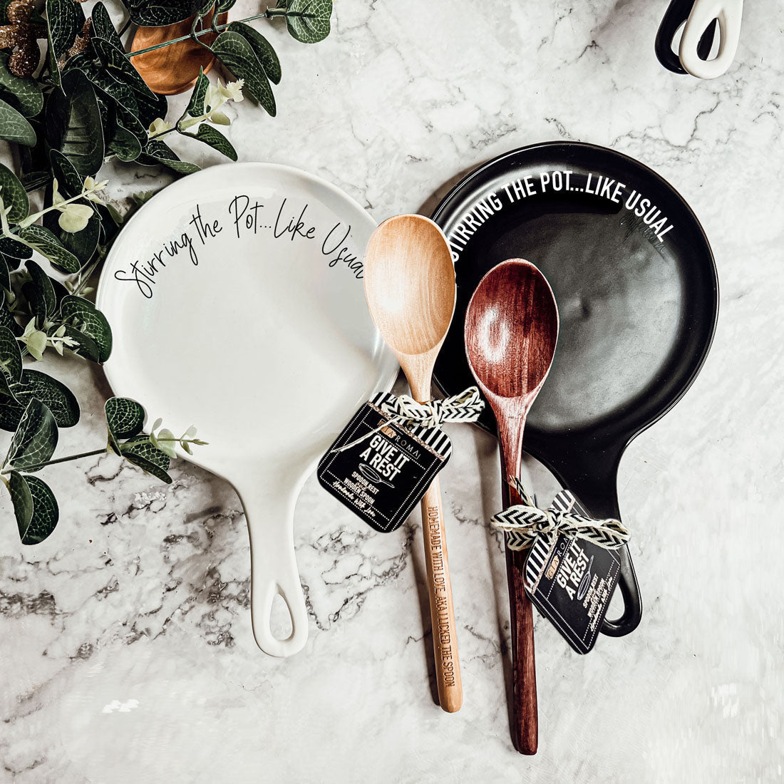 Spoon Rest And Wooden Spoon Set Custom Color Quote Choice Kitchen Gift