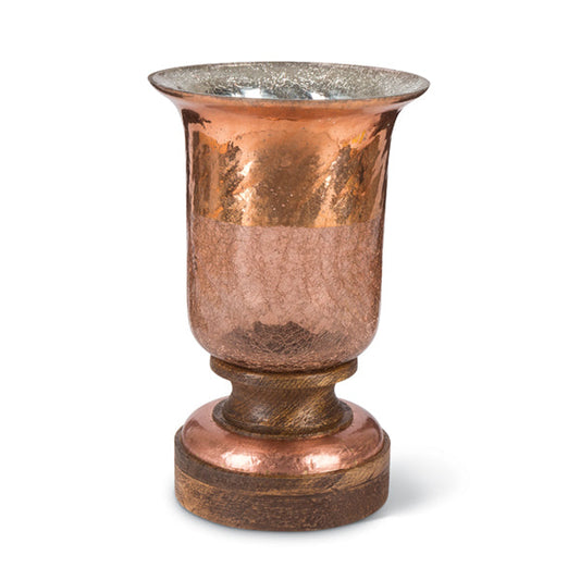 12-Inch Crackle Glass Hurricane Flameless Candle Holder
