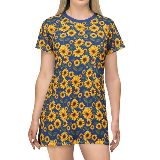 Ocean State Styles Sunflower Pattern T Shirt Dress Women