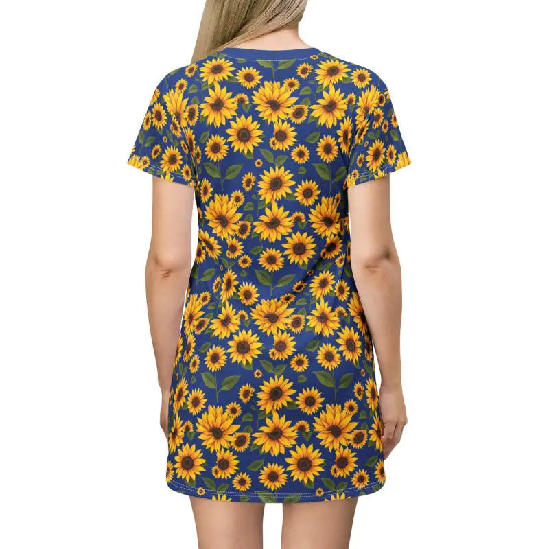Ocean State Styles Sunflower Pattern T Shirt Dress Women