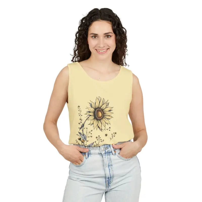Ocean State Styles Stay Golden Sunflower Tank Top Floral