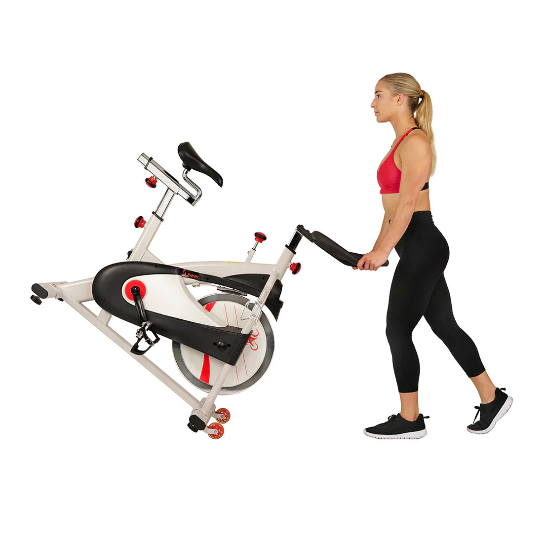 Premium Cycling Exercise Bike Indoor Fitness Belt Drive Clipless Pedal by Sunny Health & Fitness