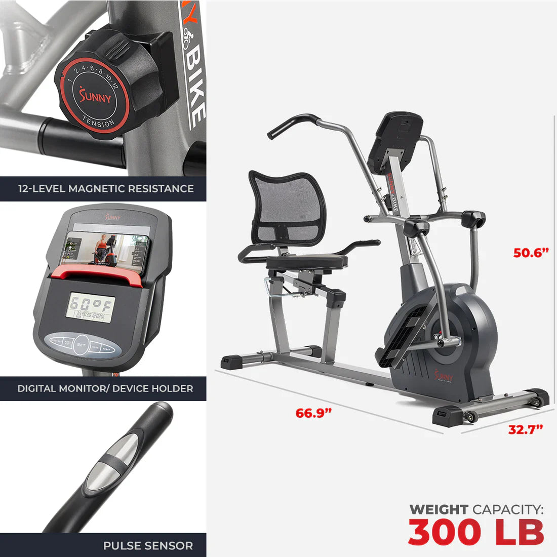 Smart Programmable Electro-Magnetic Resistance Recumbent Elliptical Cross Trainer