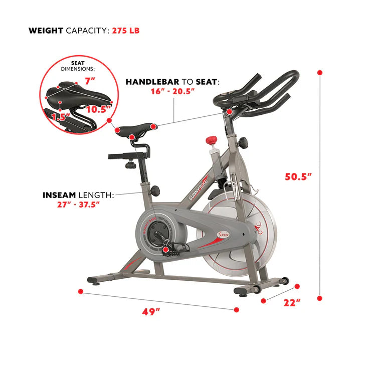 Synergy Exercise Bike Stationary Indoor Cycling by Sunny Health & Fitness
