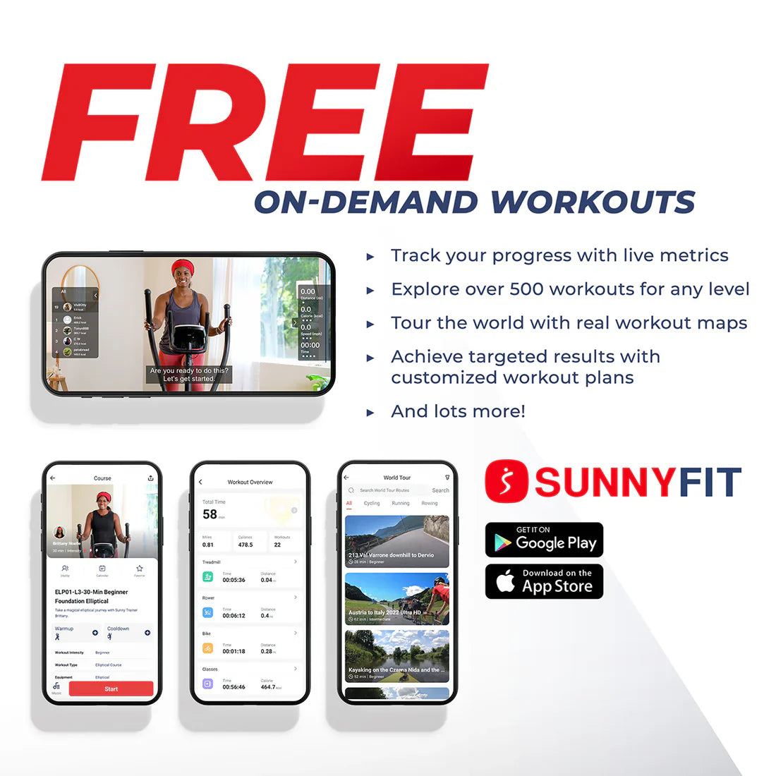 Smart Elite Long Stride Length Magnetic Elliptical by Sunny Health & Fitness