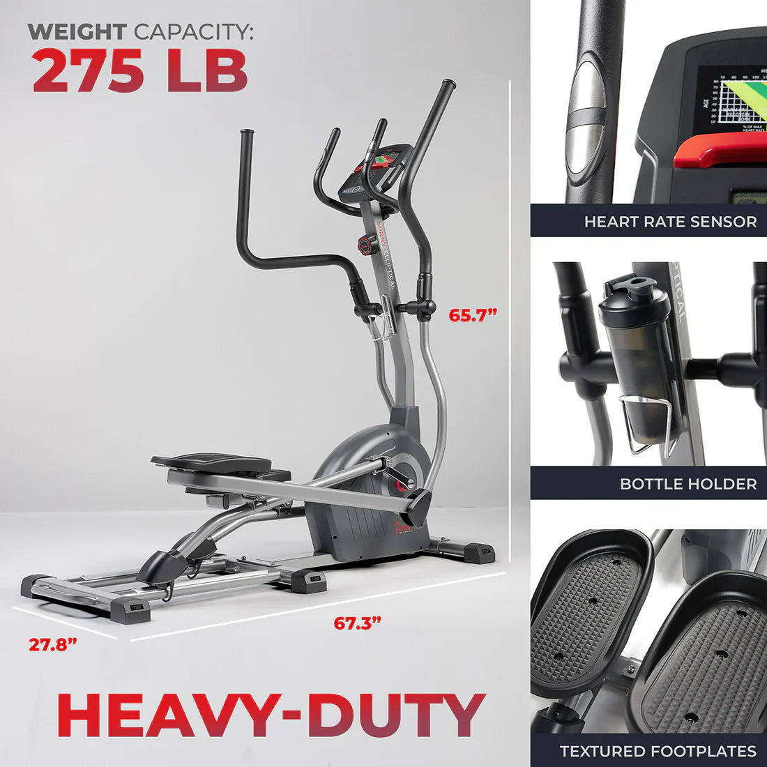 Smart Elite Long Stride Length Magnetic Elliptical by Sunny Health & Fitness