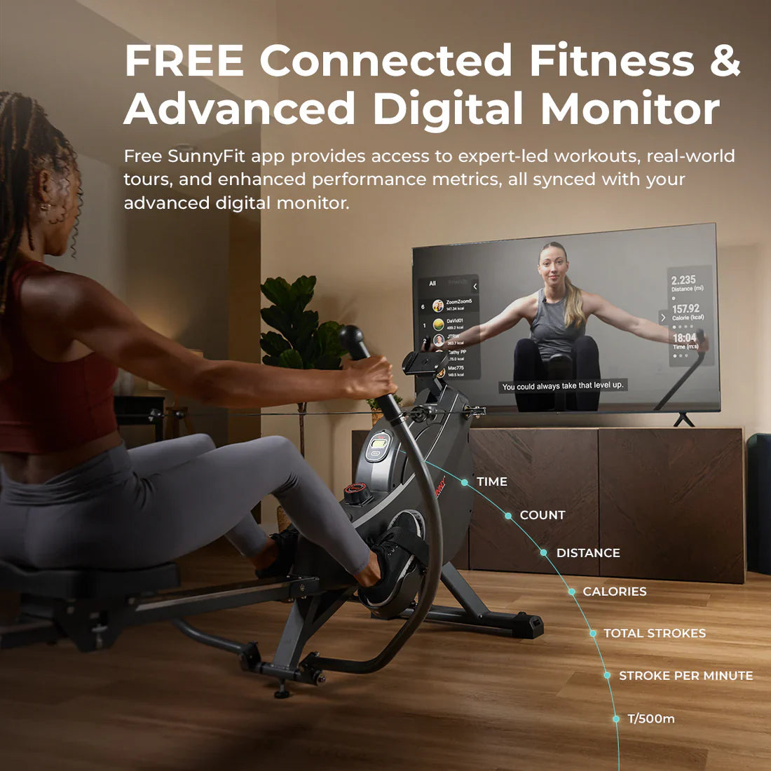 Premium Smart Magnetic Rowing Machine by Sunny Health & Fitness