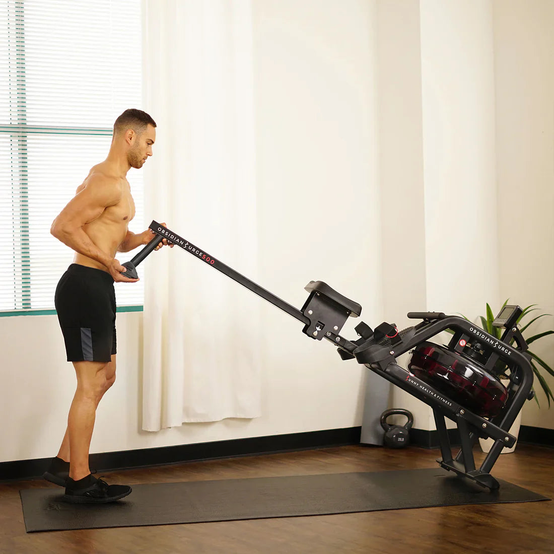 Obsidian Surge 500 m Water Rowing Machine by Sunny Health & Fitness