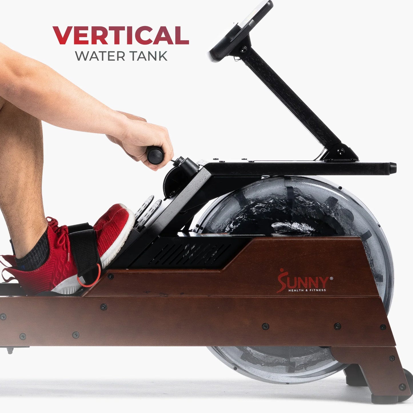 Vertical Hydro Wooden Water Rowing Machine by Sunny Health & Fitness