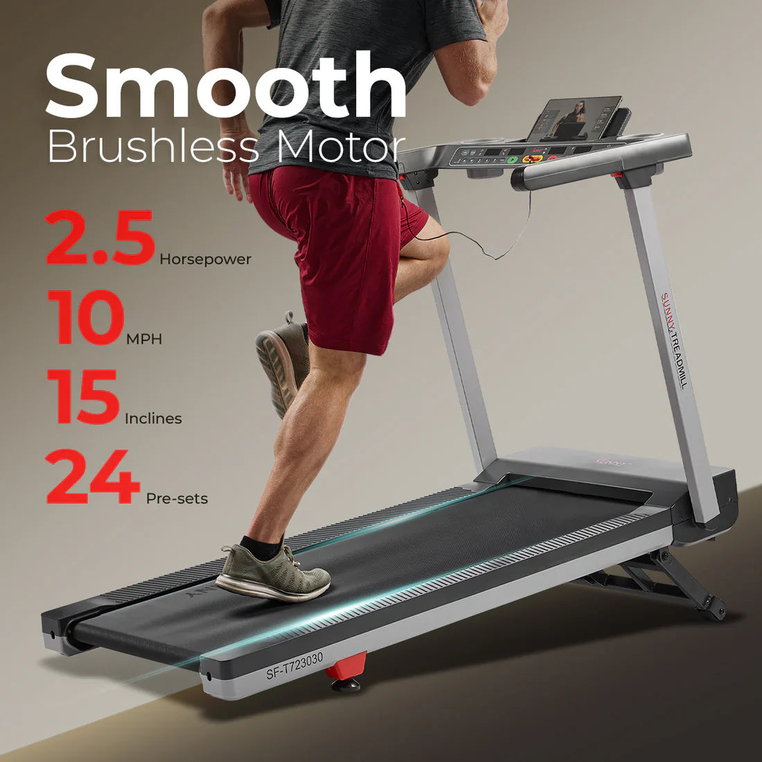 Premium Foldable Auto Incline Smart Treadmill by Sunny Health & Fitness