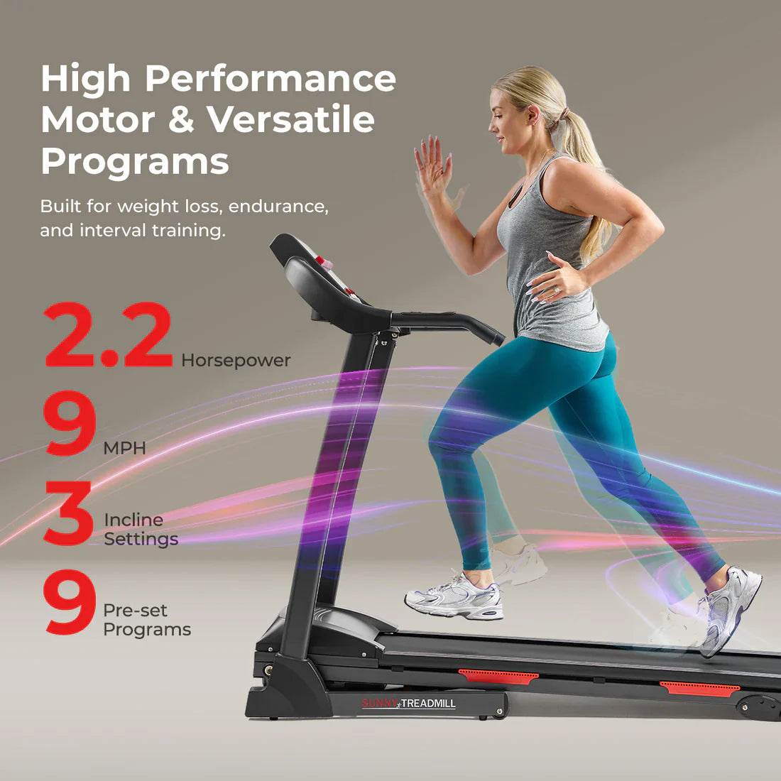 Premium Folding Incline Smart Treadmill by Sunny Health & Fitness
