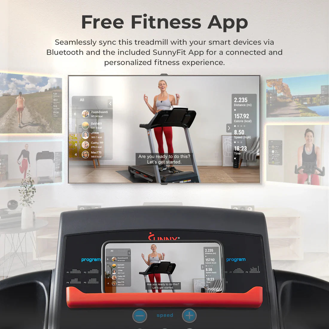 Premium Folding Incline Smart Treadmill by Sunny Health & Fitness