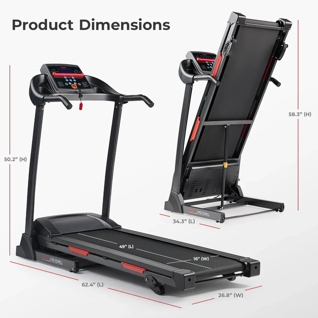 Premium Folding Incline Smart Treadmill by Sunny Health & Fitness
