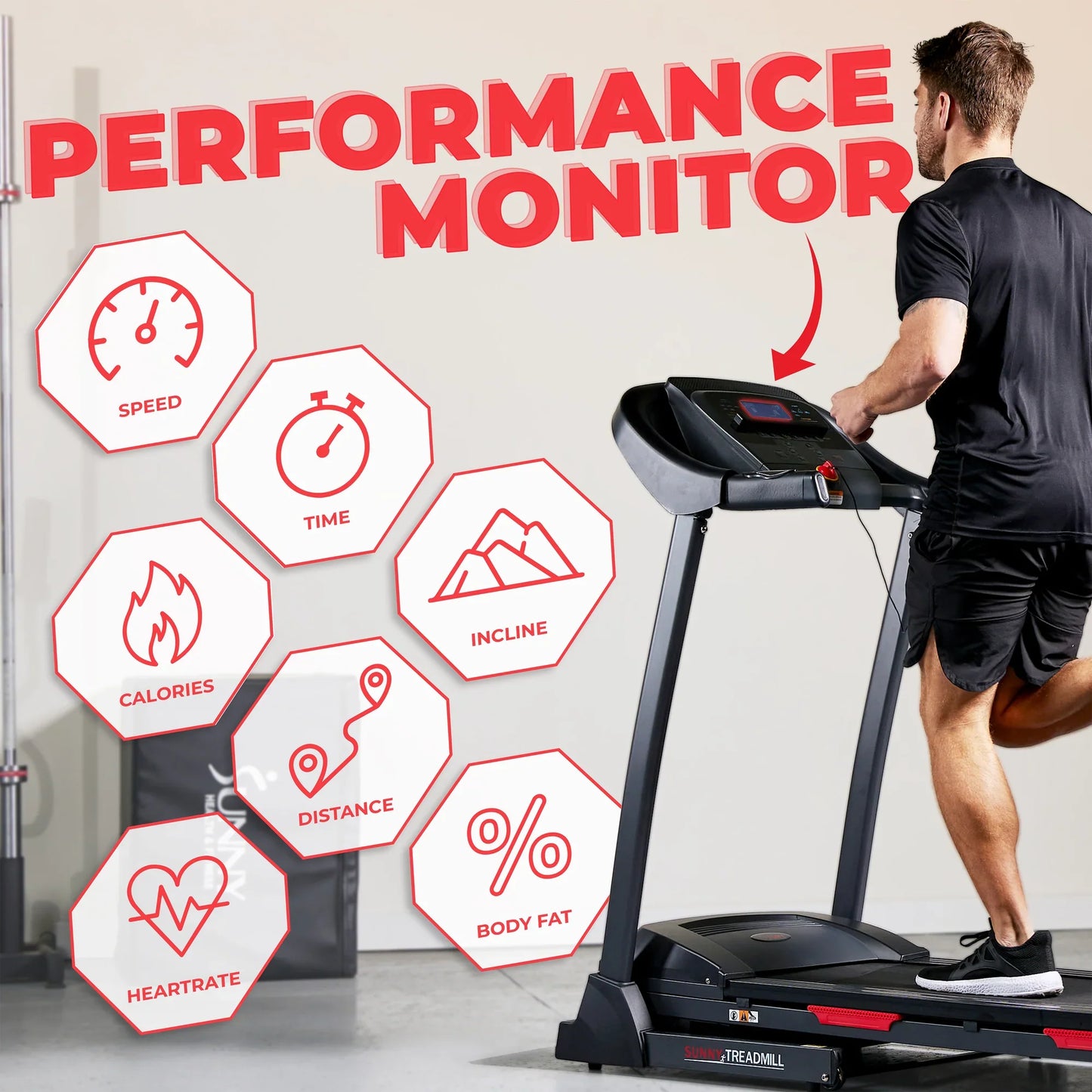 Premium Folding Incline Smart Treadmill by Sunny Health & Fitness