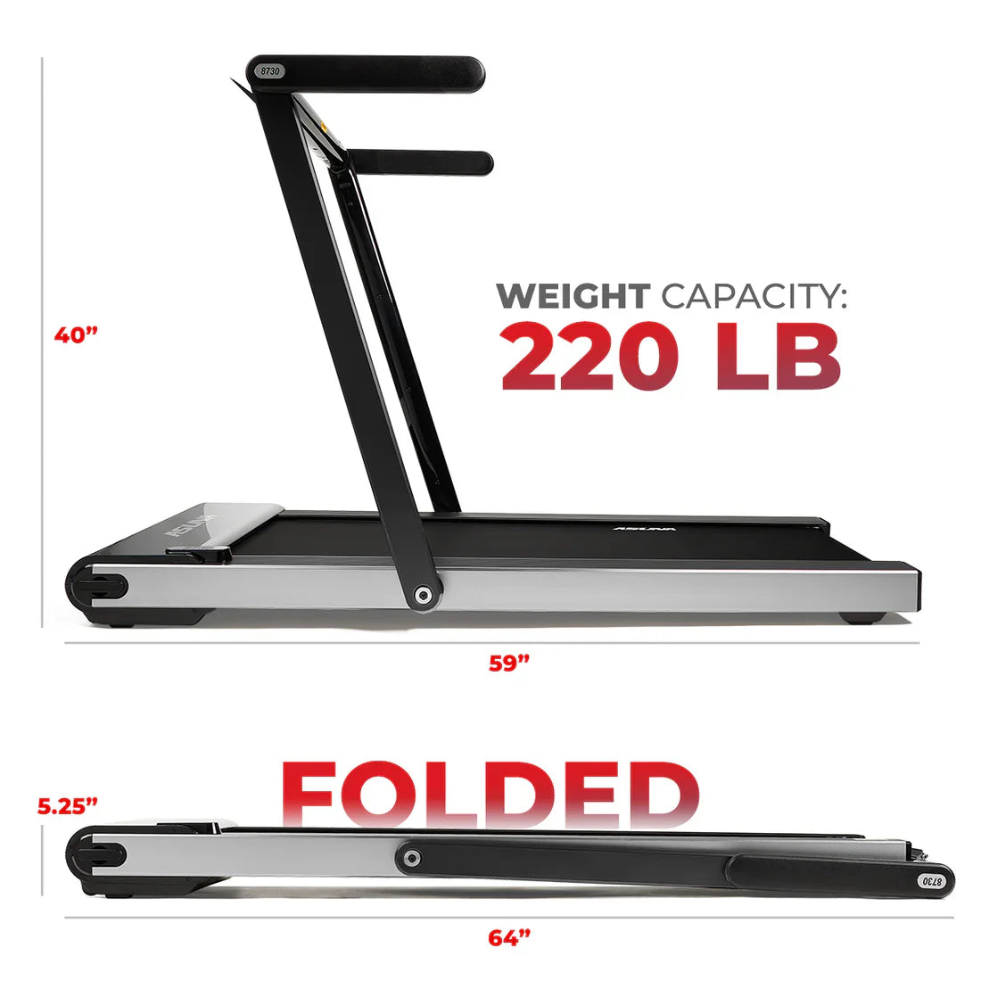 Space Saving Commercial Treadmill, Slim Motorized Asuna by Sunny Health & Fitness