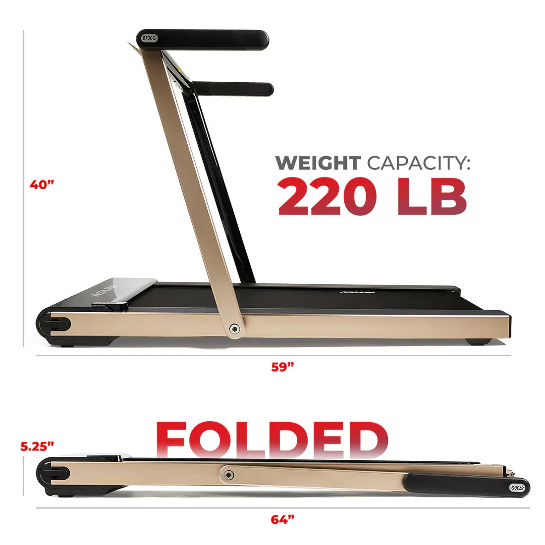 Space Saving Commercial Treadmill, Slim Motorized Asuna by Sunny Health & Fitness