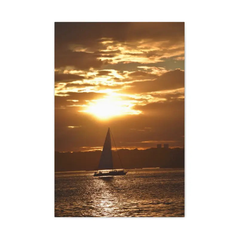 Ocean State Styles Canvas Print Sunset Sailboat Silhouette