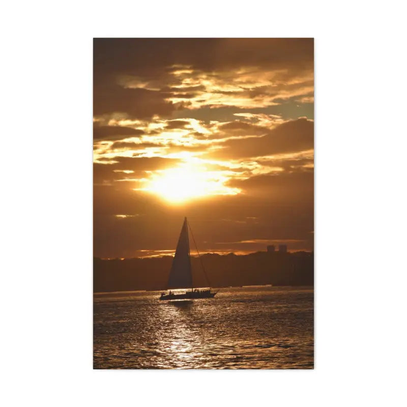 Ocean State Styles Canvas Print Sunset Sailboat Silhouette