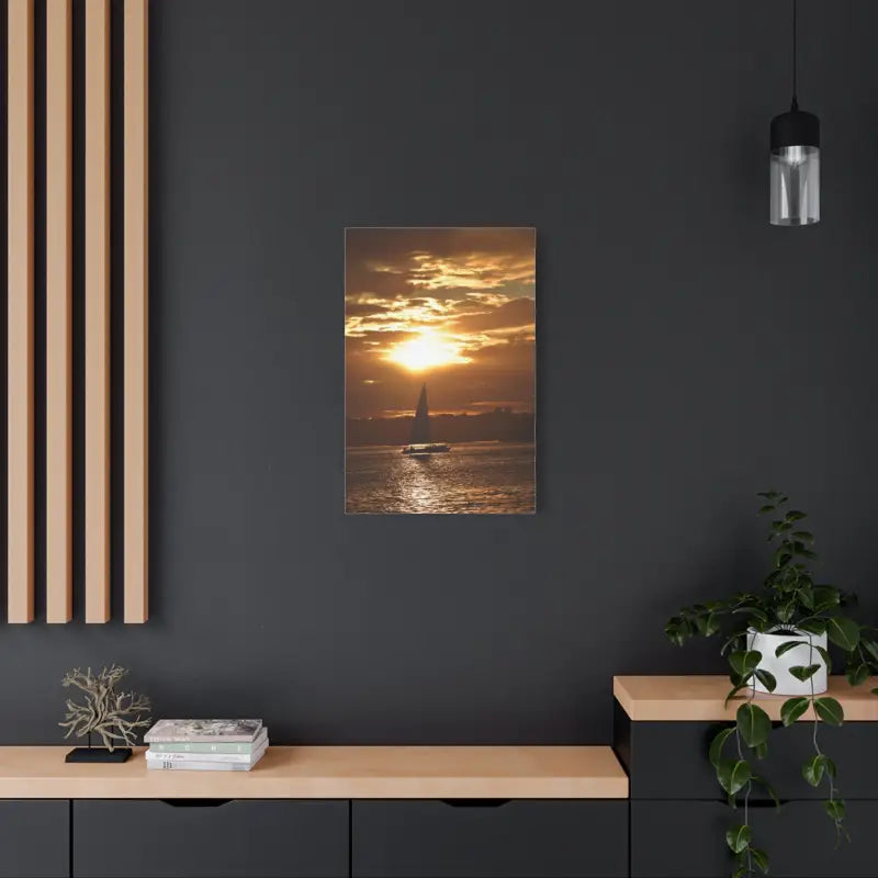 Ocean State Styles Canvas Print Sunset Sailboat Silhouette