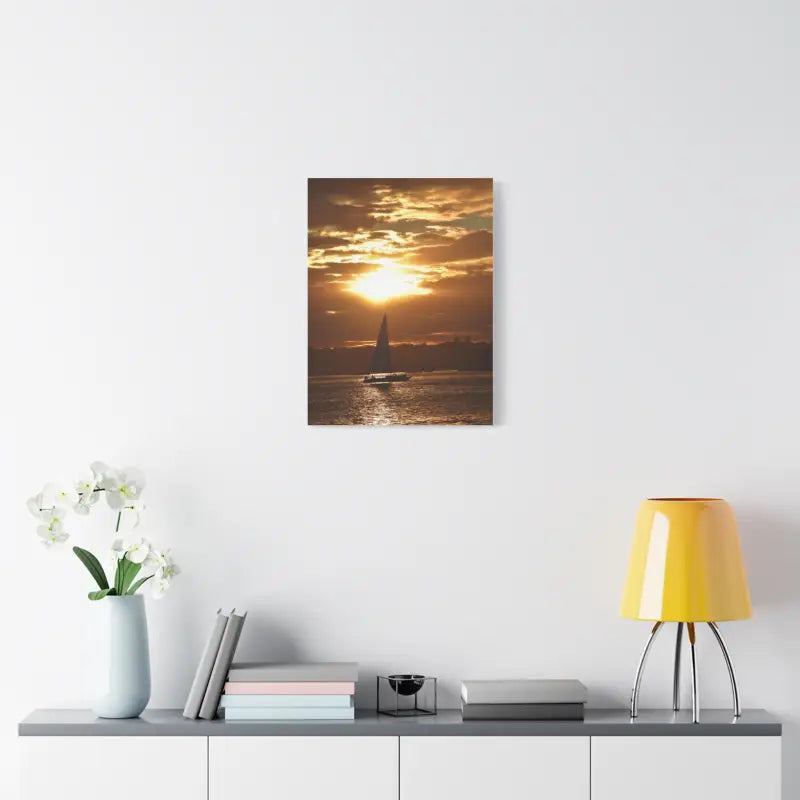 Ocean State Styles Canvas Print Sunset Sailboat Silhouette