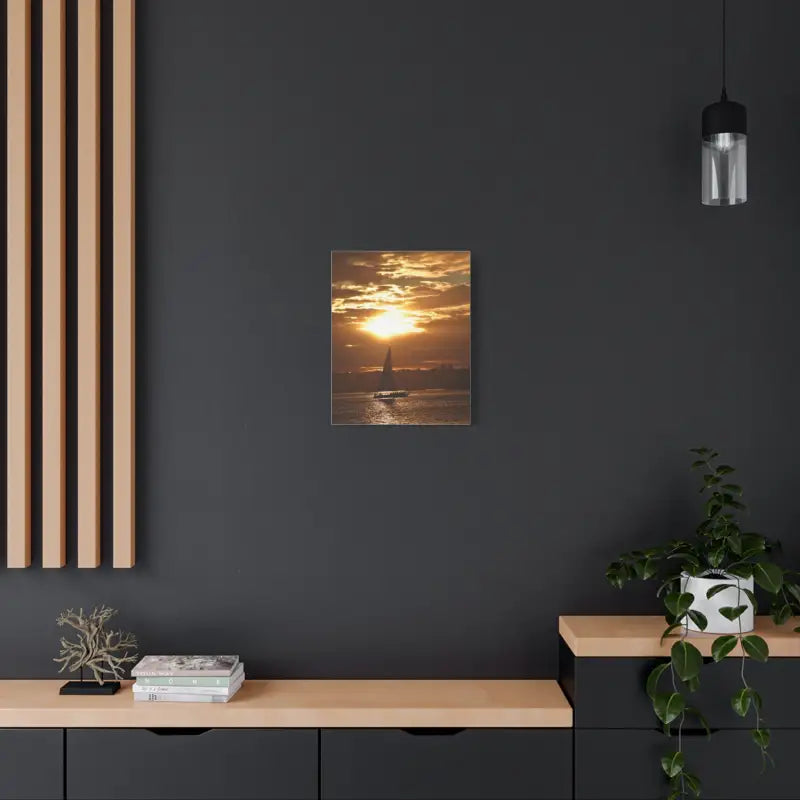 Ocean State Styles Canvas Print Sunset Sailboat Silhouette
