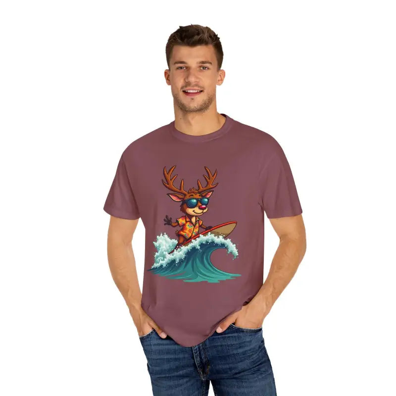 Ocean State Styles T Shirt Surfing Reindeer Gift Edition
