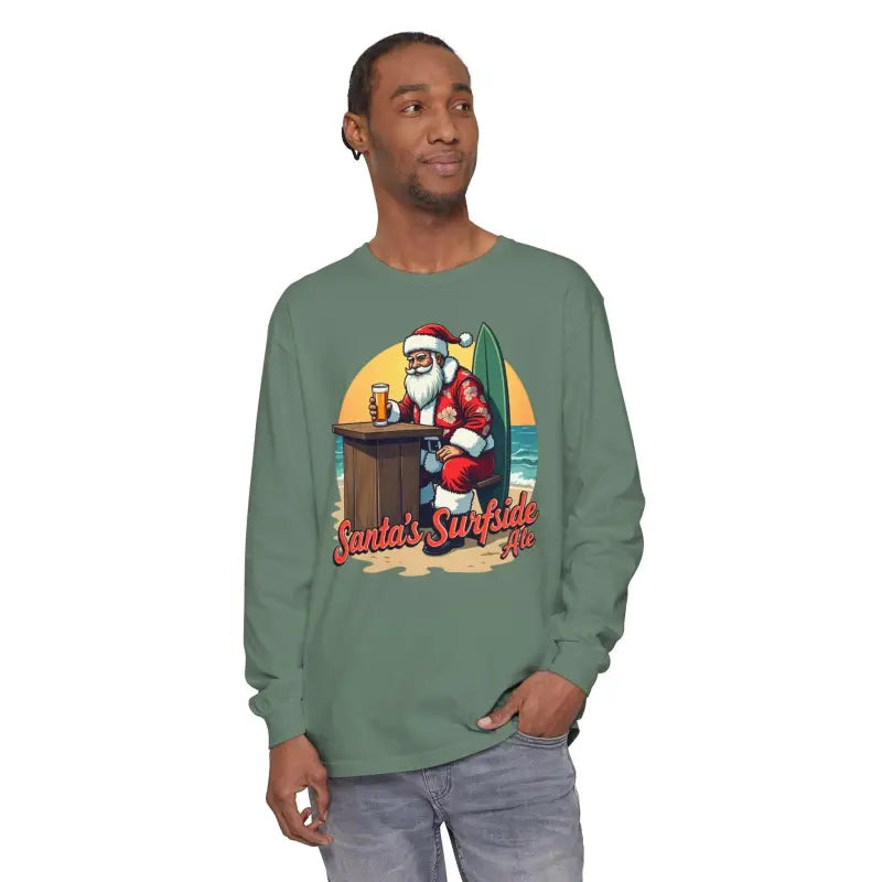 Ocean State Styles Surfside Santa Long Sleeve Shirt Cotton