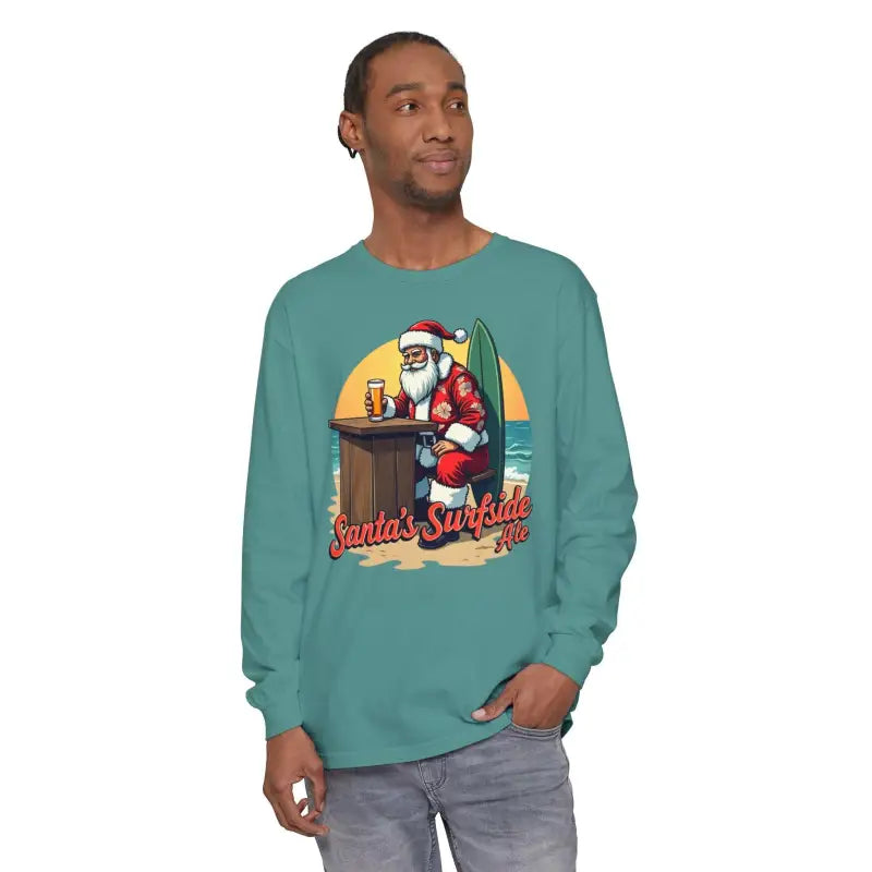 Ocean State Styles Surfside Santa Long Sleeve Shirt Cotton