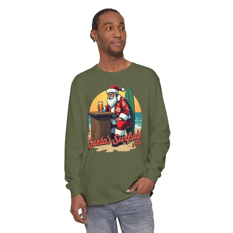 Ocean State Styles Surfside Santa Long Sleeve Shirt Cotton