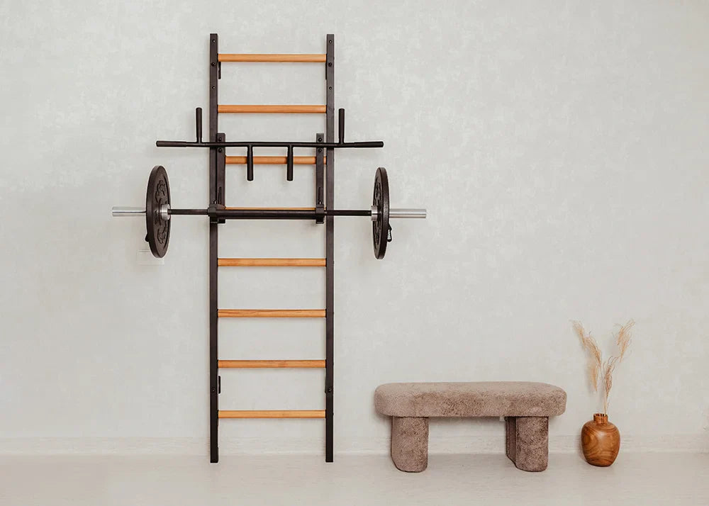BenchK 231 Gymnastic Wall Bars with Convertible Pull-up Bar / Barbell Holder