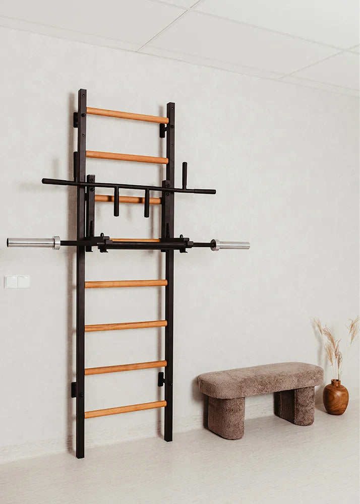 BenchK 231 Gymnastic Wall Bars with Convertible Pull-up Bar / Barbell Holder