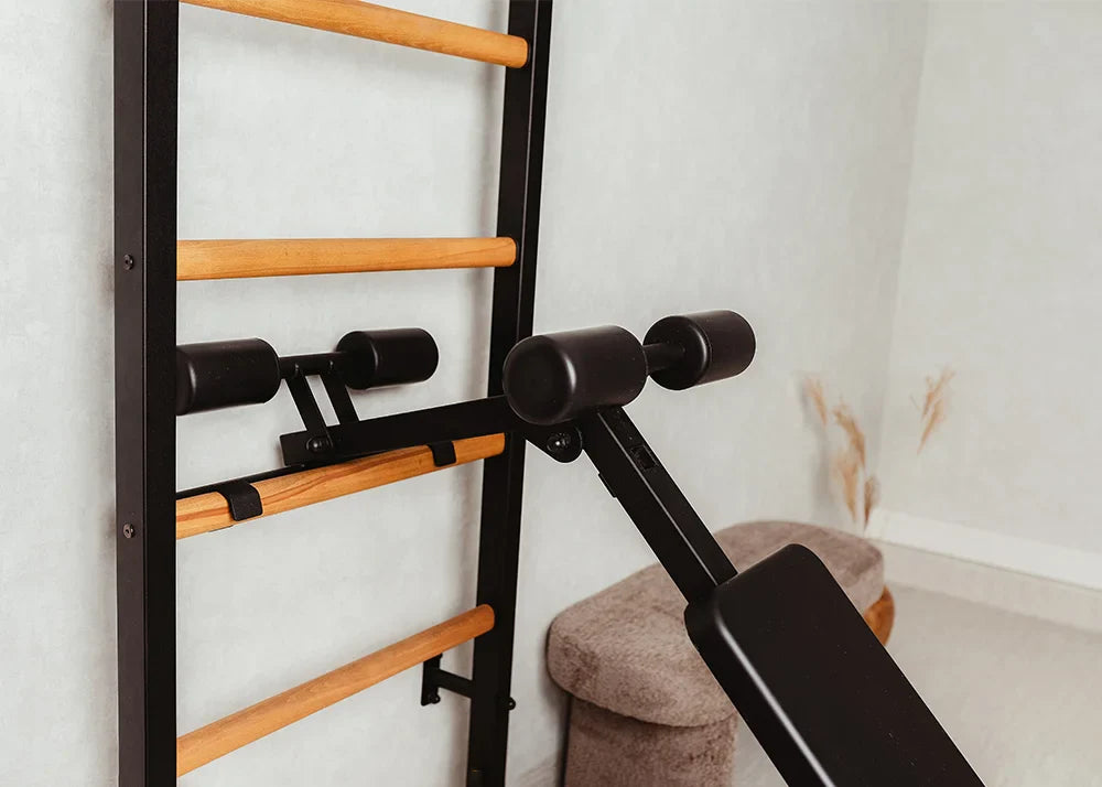 BenchK 233 Gymnastic Wall Bars with Workout Bench, Pull-up and Dip Bar