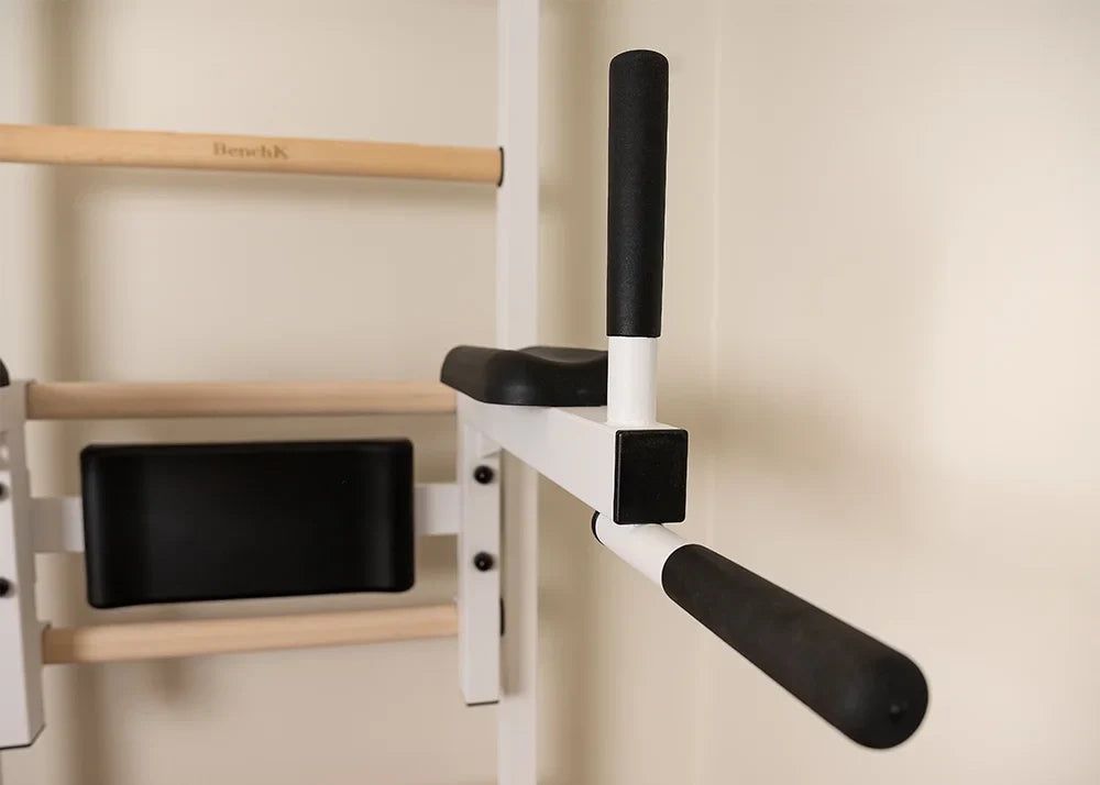BenchK 232 Gymnastic Wall Bars with Dip Bar and Conversion Pull-Up Bar / Barbell Holder