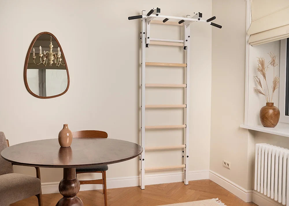 BenchK 231 Gymnastic Wall Bars with Convertible Pull-up Bar / Barbell Holder