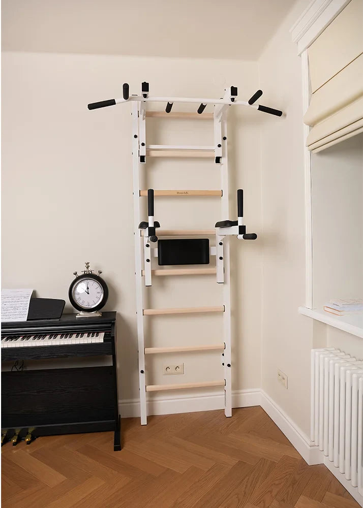 BenchK 232 Gymnastic Wall Bars with Dip Bar and Conversion Pull-Up Bar / Barbell Holder