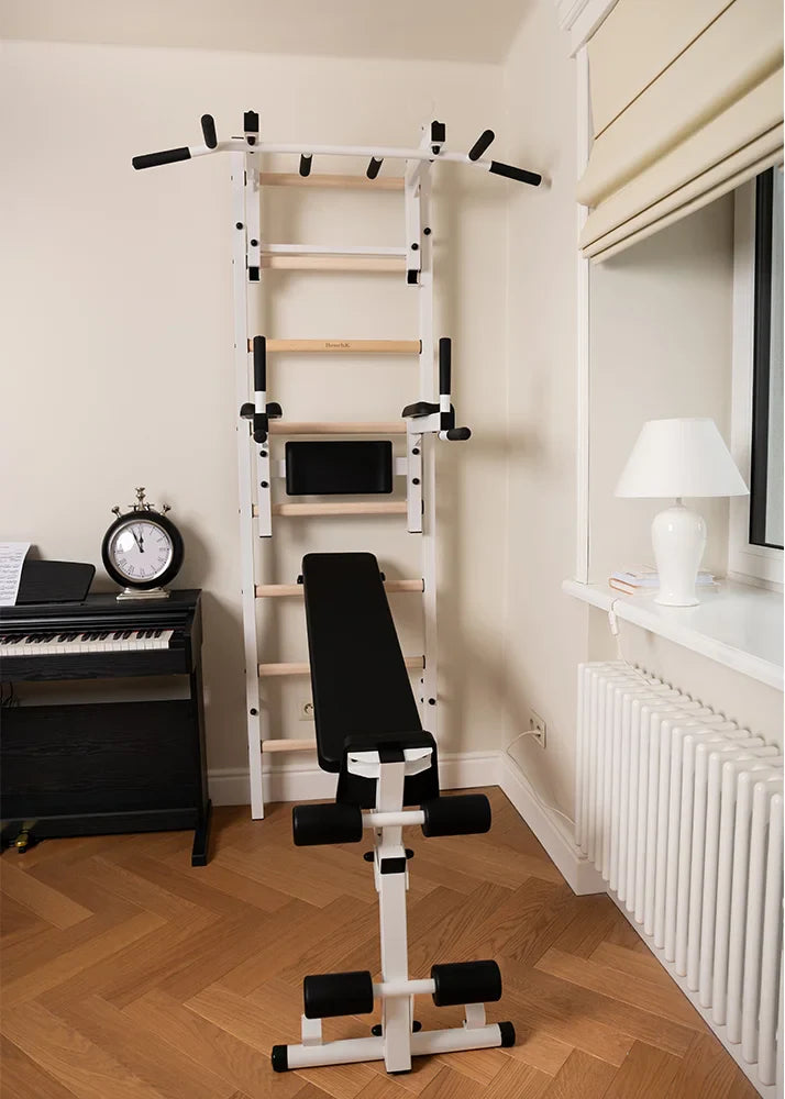 BenchK 233 Gymnastic Wall Bars with Workout Bench, Pull-up and Dip Bar