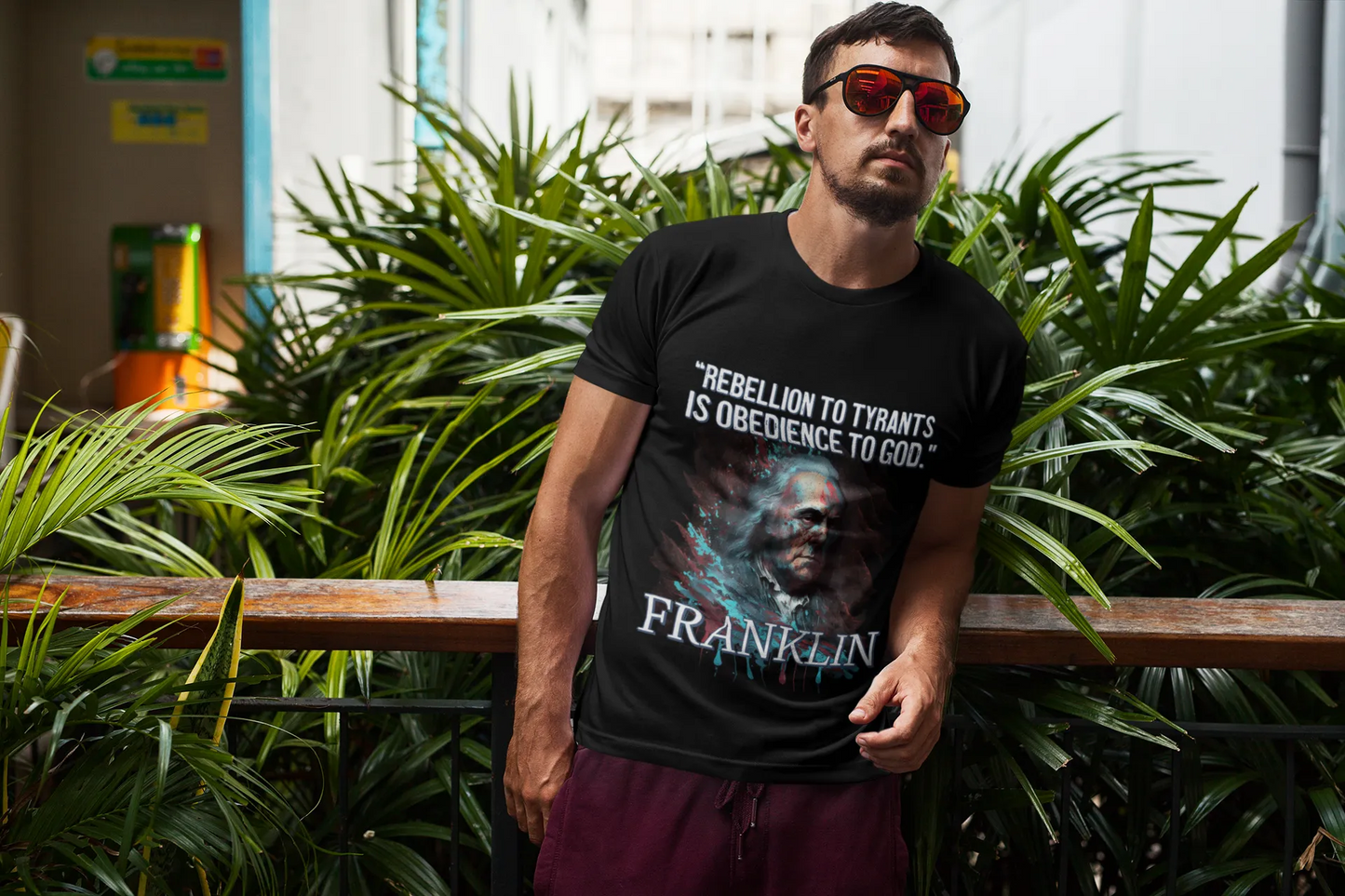 "Obedience to God" Benjamin Franklin Splatter T-Shirt