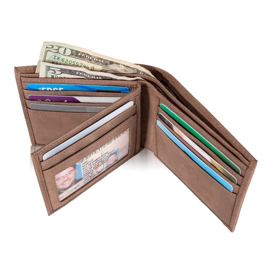 Mens RFID 10 Slot Bifold Wallet with ID Window