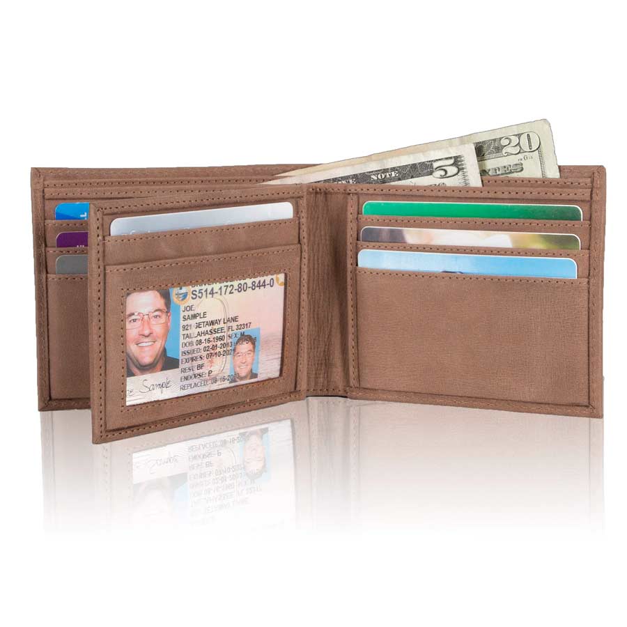 Mens RFID 10 Slot Bifold Wallet with ID Window