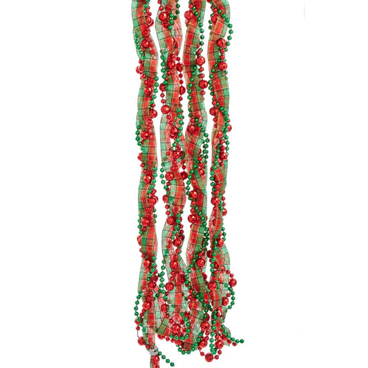 Plaid Ribbon Bead Garland - 9 Feet