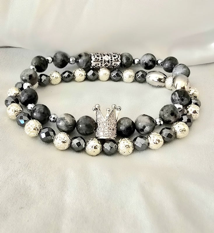 The " Silver" Larvikite Crown Set
